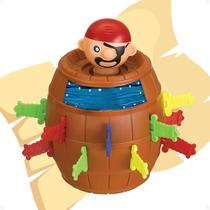 Jogo Infantil Barril Pula Pirata Brinquedo Divertido e Educativo com Espadas Coloridas, Ideal para Estimular a Coordenação Motora. Compacto, Seguro