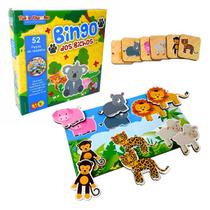 Jogo Infantil Bingo dos Bichos Brinquedo Educativo Madeira Bate Bumbo 5 anos