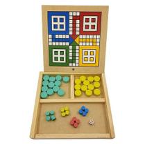 Jogo infantil Dama Ludo 4 cores madeira