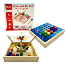 Jogo Infantil Educativo Pesca 3 Em 1 Coordenação Madeira
