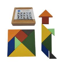 Jogo infantil educativo tangram 7 cores madeira
