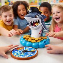 Jogo Infantil Mesa Tubarão Pirata Moedas Sharks Pirate Tabuleiro Diversão Família Amigos Suspense Interativo Educativo 2 A 4 Jogadores Presente