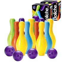 Jogo Infantil para Família Boliche Grande de Plástico Premium 12 Pinos e 4 Bolas Jogo Infantil para Família Boliche Grande de Plástico Premium 12 Pinos e 4 Bolas