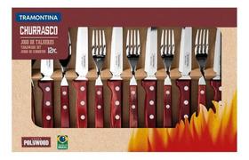 Jogo Inox Para Churrasco Tramontina 12pc Polywood 21198/776