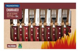 Jogo Inox Para Churrasco Tramontina 12pc Polywood 21198/776