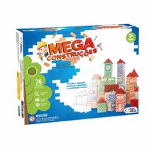 Jogo Interativo Infantil Mega Construções 76 Peças de Madeira +3 Anos Pais e Filhos