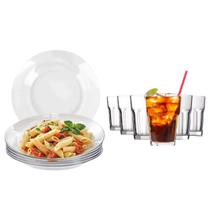 Jogo Jantar 12 Peças Com 6 Pratos Fundo 6 Copos Vidro Dona Laura Jogo Jantar 12 Peças Com 6 Pratos Fundo 6 Copos Vidro Dona Laura