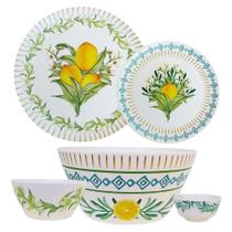 Jogo Jantar 20 Pç Estampa Limões Siciliano Flores e Folhas Fibra de Bambu (Material Sintético) Jogo Jantar 20 Pç Estampa Limões Siciliano Flores e Folhas Fibra de Bambu (Material Sintético)