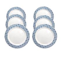 Jogo Jantar 6 Pçs Prato Fundo Decorado Melamina 25cm 2009Cor