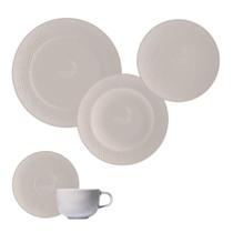 Jogo Jantar Chá 20 Peças Relevo Dunas Cinza Germer Porcelana