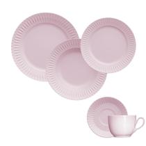 Jogo Jantar Chá 20 Peças Rosa Diamante Germer Porcelanas