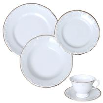 Jogo Jantar Chá 40 Peças Pomerode Filete Ouro Porcelana Schmidt 8 Pessoas