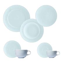 Jogo Jantar Chá 42 Peças Relevo Dunas Azul Germer Porcelana