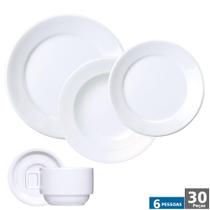 Jogo Jantar Chá Branco 30 Peças Porcelana Germer 6 Lugares Jogo Jantar Chá Branco 30 Peças Porcelana Germer 6 Lugares
