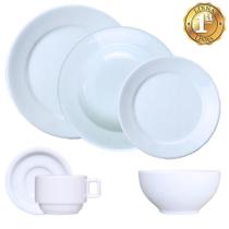 Jogo Jantar Chá Branco 36 Peças C/ Bowl Tigela Porcelana Germer 6 Lugares - Porcelanas Germer