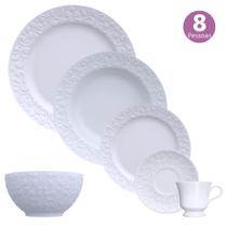 Jogo Jantar Chá C/ Bowl Tassel Cumbuca 48 Peças Porcelana Germer 8 Lugares