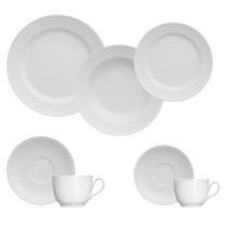 Jogo Jantar Chá Café 42 Pçs Branco Chevron Germer Porcelana