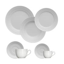Jogo Jantar Chá Café 42Pçs Diamante Branco Germer Porcelanas