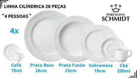 Jogo Jantar Chá E Café 28 Peças Cilindrica Porcelana Schmidt