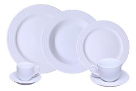 Jogo Jantar Chá E Café Chevron 42 Peças Porcelana Germer 6p - Porcelanas Germer