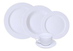 Jogo Jantar E Chá 30 Peças Chevron Relevo Zig Zag Porcelana Germer