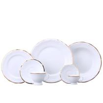 Jogo Jantar e Chá 42pç Filete Ouro Pomerode Luxo Porcelana Schmidt