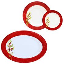 Jogo Jantar Natalino / Uso Frequente 14 Peças Azevinho Melamina (Material Sintético)