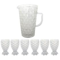 Jogo Jarra 1,4L com 6 Taças Pineapplle 200ml Vidro 7 Peças. Jogo Jarra 1,4L com 6 Taças Pineapplle 200ml Vidro 7 Peças.