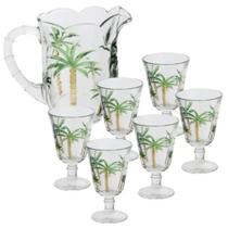 Jogo Jarra 1,5L e 6 Taças 240ml Decorado Cristal Palm Lyor Palmeiras Jogo Jarra 1,5L e 6 Taças 240ml Decorado Cristal Palm Lyor Palmeiras