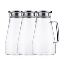 Jogo Jarras Vidro Transparente Resistente 1,7L Tampa De Inox 3 UN
