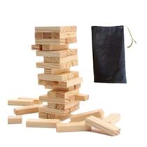 Jogo Jenga Caiu Perdeu 48 peças + Saquinho Brinquedo Adulto e Infantil para Crianças Divertido Jenga