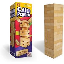Jogo Jenga Caiu Perdeu Jogo Torre de Madeira 54 Peças Desenvolve Coordenação Motora brinquedo