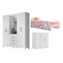 Jogo Juvenil Três Peças Cama Guarda Roupa e Cômoda Infantil - Móveis Leartam
