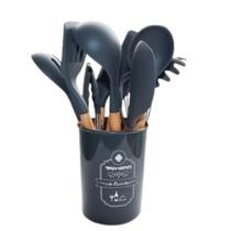 Jogo Kit 12 Colheres Silicone Peças Espátula Colher E Pincel