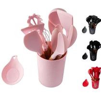 Jogo Kit 13 Peças Colheres de Silicone Cabo de Madeira Utensílios Cozinha Envio Imediato Bpa Free