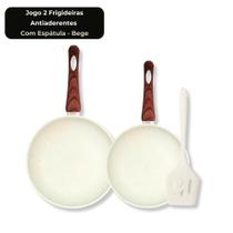 Jogo Kit 2 Frigideiras Antiaderentes 20cm 24cm com Espátula Indução Gás Elétrico Bege ou Cinza Jogo Kit 2 Frigideiras Antiaderentes 20cm 24cm com Espátula Indução Gás Elétrico Bege ou Cinza