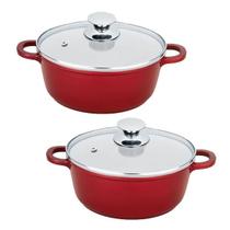 Jogo Kit 2 Panelas Caçarola Alumínio Fundido Parede 5mm Com Tampa 24cm