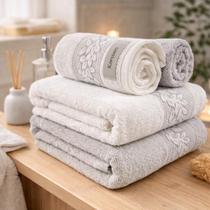 Jogo/Kit 2 Toalhas de Banho Provence Karsten + 2 Toalhas de Rosto Grossa Macia 100% Algodão 430g/m2