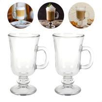 Jogo Kit 2 Xícara Caneca Vidro Alta Capuccino Chocolate Café Latte Grande 230ml Jogo Kit 2 Xícara Caneca Vidro Alta Capuccino Chocolate Café Latte Grande 230ml