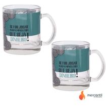 Jogo Kit 2 Xícaras /canecas Quero Dinheiro Decorado 310Ml chá de cozinha presente Dia dos Pais