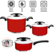 Jogo Kit 3 Panelas Inox Tramontina Duo Color Fundo Triplo Jogo Kit 3 Panelas Inox Tramontina Duo Color Fundo Triplo