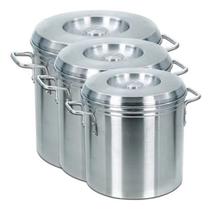 Jogo kit 3 Peças Conjunto Caldeirão Hotel Latão Linha Cerveja Aluminio Polido Reforçado Para Feijoada Caldos Sopas