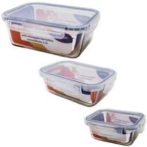 Jogo Kit 3 Potes De Vidro Refratário Hermético Com Tampa - HomeBras Jogo Kit 3 Potes De Vidro Refratário Hermético Com Tampa - HomeBras