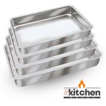 Jogo Kit 4 Assadeiras Forma Retangular Alumínio Qualidade Jogo Kit 4 Assadeiras Forma Retangular Alumínio Qualidade