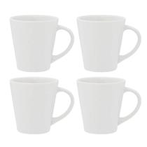 Jogo Kit 4 Canecas Xicara 250ml Chá Café Cerâmica Tulipa Drop Branca Biona