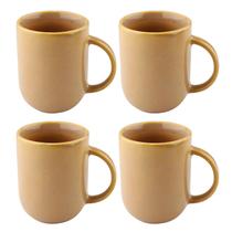 Jogo Kit 4 Canecas Xicaras de Chá Café 330ml Cerâmica Sotille