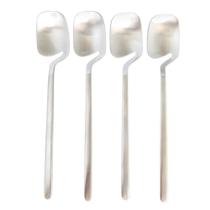 Jogo Kit 4 Colheres Prata Aço Inox Modelo Vazado -Skeleton.