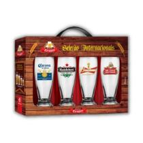 Jogo Kit 4 Copos de Vidro Frases Personalizadas Cerveja