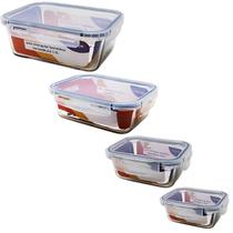 Jogo Kit 4 Potes De Vidro Refratário Hermético Com Tampa - HomeBras Jogo Kit 4 Potes De Vidro Refratário Hermético Com Tampa - HomeBras