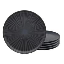 Jogo Kit 4 Pratos Rasos De Cerâmica 26Cm Preto Oxford Ônix Jogo Kit 4 Pratos Rasos De Cerâmica 26Cm Preto Oxford Ônix